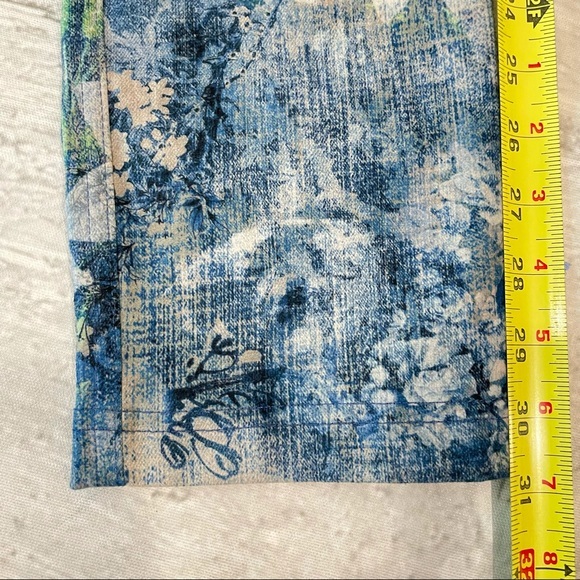 Joseph Ribkoff Print Stretch Pants Blue White Charcoal Sz 8 Floral Easy Up Pants - Picture 5 of 11